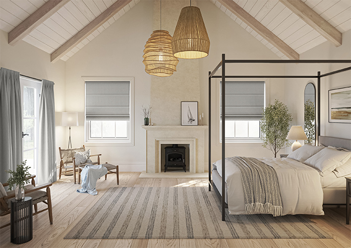 Genoa Faux Silk (Blackout), Silver Shimmer - Motorised Roman Blind - Image 8